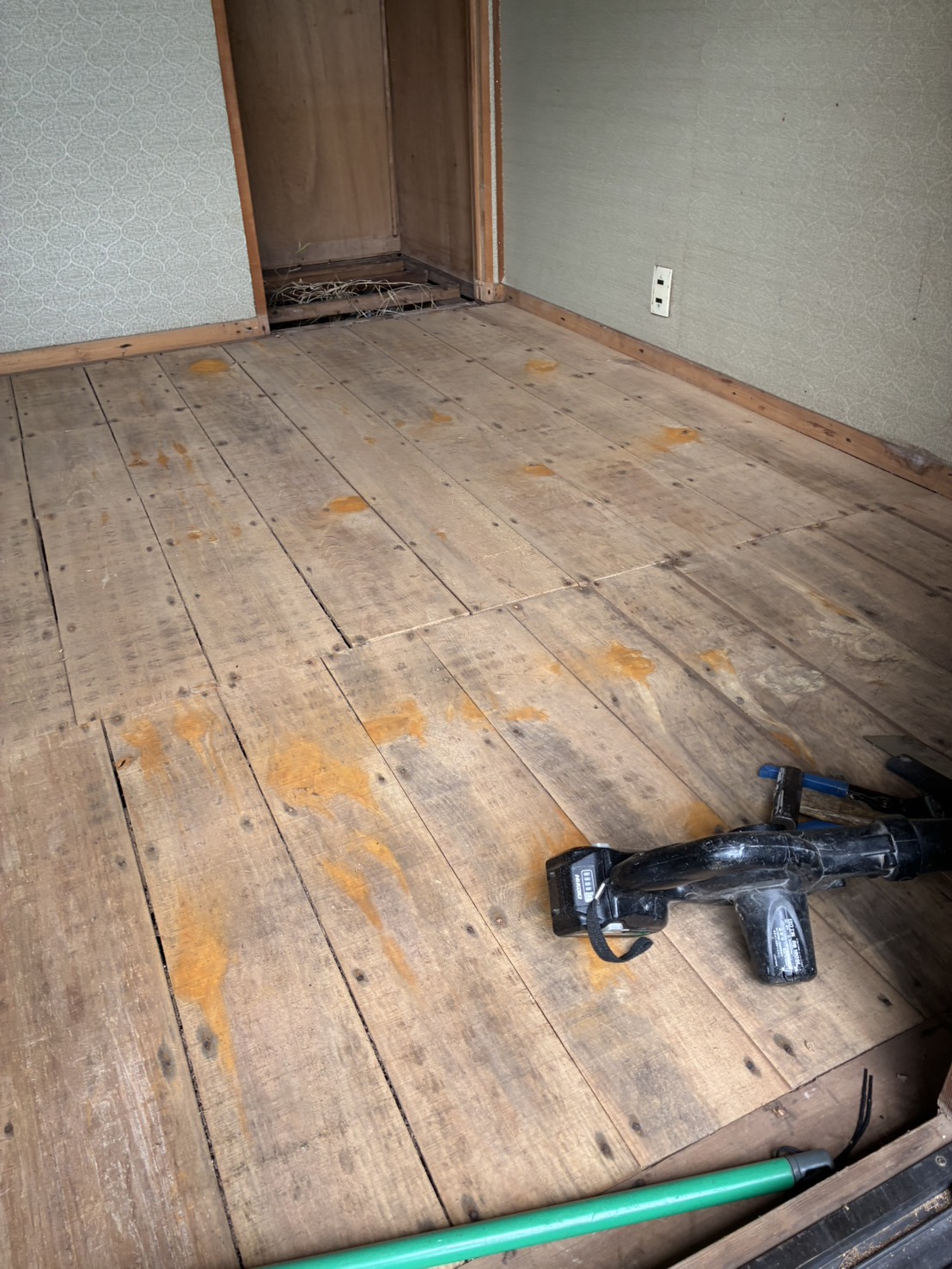 床 施工中(既存の床板)