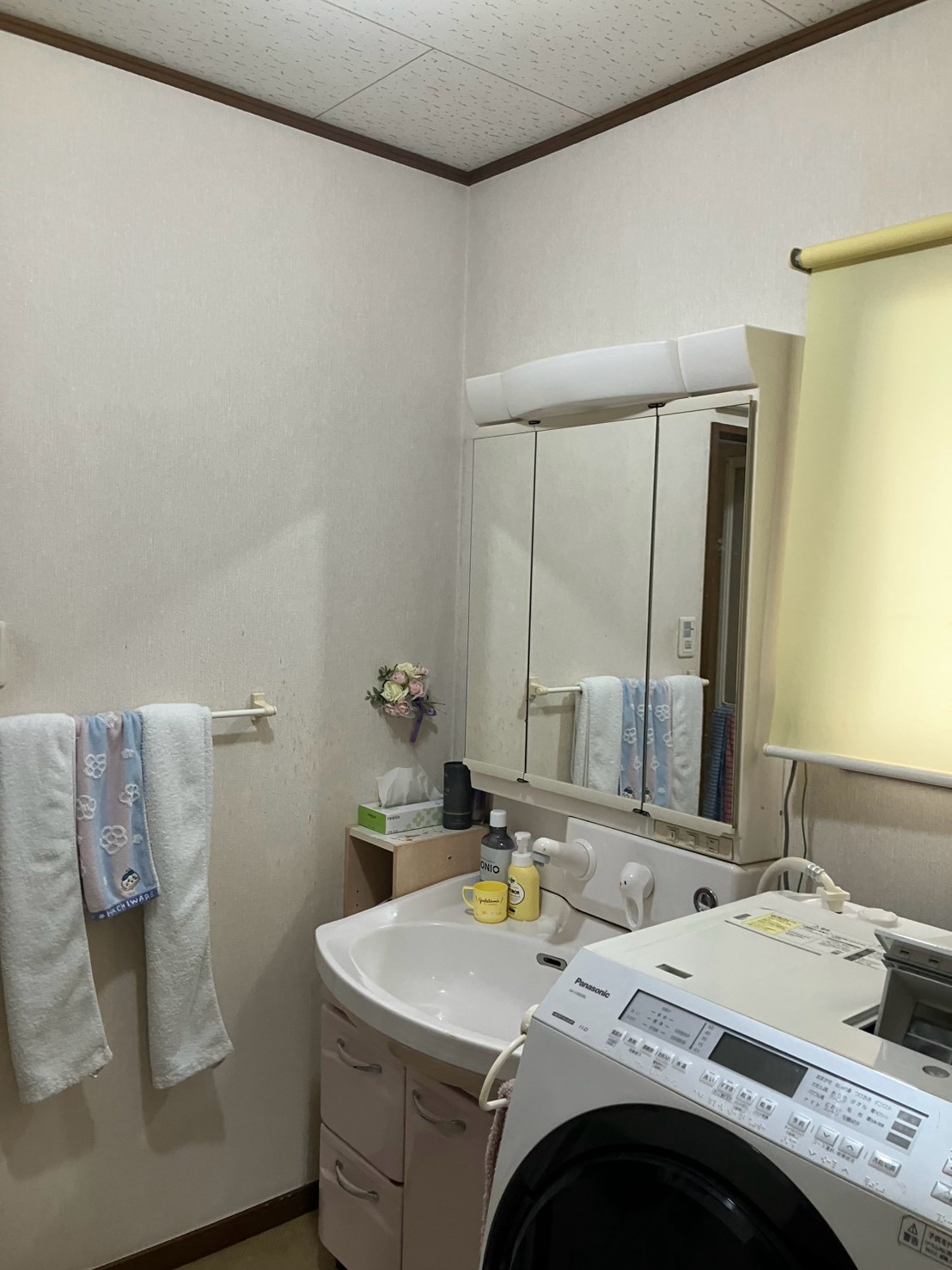 改装前の洗面化粧台と鏡
